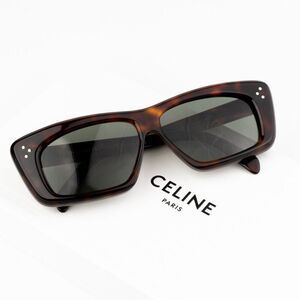NEW Celine CL40259I 52N Havana Green Rectangle Unisex Sunglasses CL 40259I